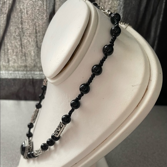 Vintage Black & Silver Beaded Necklace - Picture 3 of 8